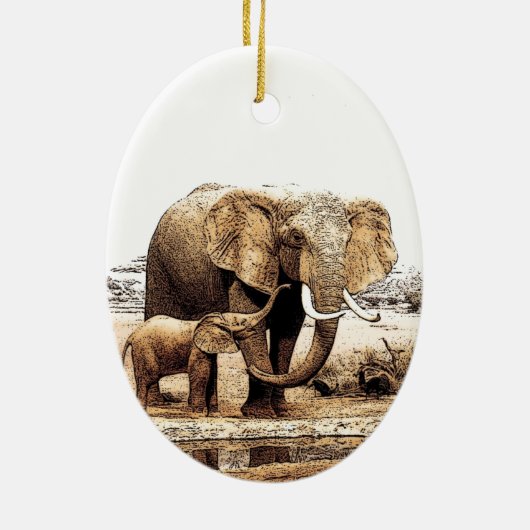 Ornement de Noël de la famille des éléphants (Dos)