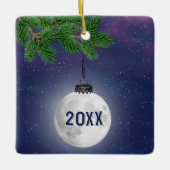 Ornement De Noël De La Lune Sur Pine Bough (Devant)