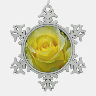 Ornement de Noël de la rose jaune simple