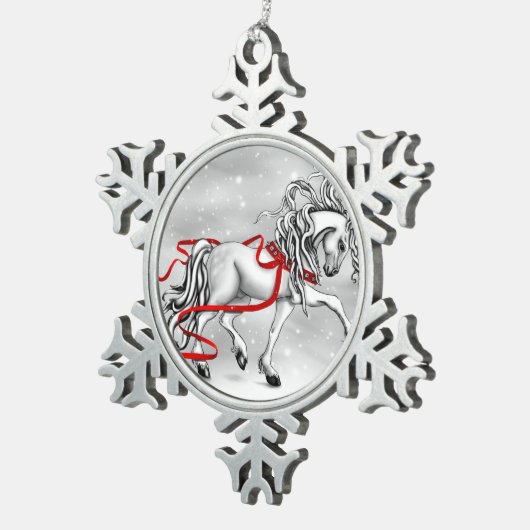 Ornement de Noël de l'étalon blanc (Vue impression)