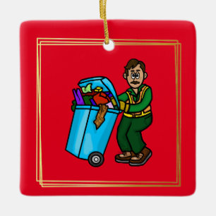 Ornement de Noël de l'homme des poubelles en oie o