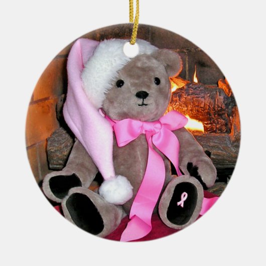 Ornement de Noël de l'ours en peluche rose (Devant)