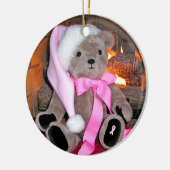 Ornement de Noël de l'ours en peluche rose (Gauche)
