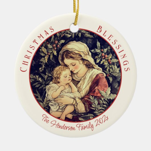 Ornement de Noël de Madonna Child Vintage (Devant)