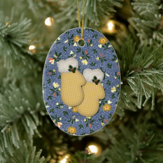 Ornement de Noël de Mittens jaune (Arbre)