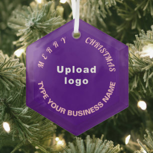 Ornement de Noël de Noël en verre violet Hexagon