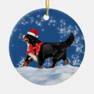 Ornement de Noël de Père Noël de chien de montagne
