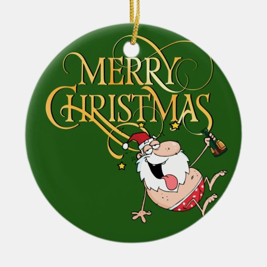 Ornement de Noël de Père Noël ivre (Devant)