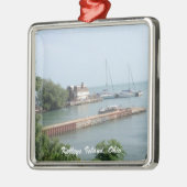 Ornement de Noël de photo de bateau d'île de (Gauche)