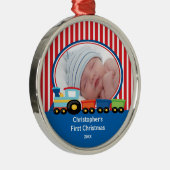 Ornement de Noël de photo de bébé de train (Droite)