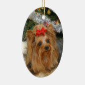 Ornement de Noël de photo de Yorkie (Droite)
