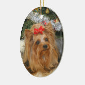 Ornement de Noël de photo de Yorkie (Gauche)