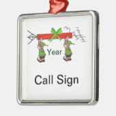 Ornement de Noël de radio-amateur avec des elfes (Gauche)