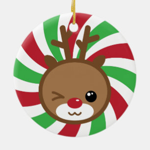 Ornement de Noël de renne de Kawaii