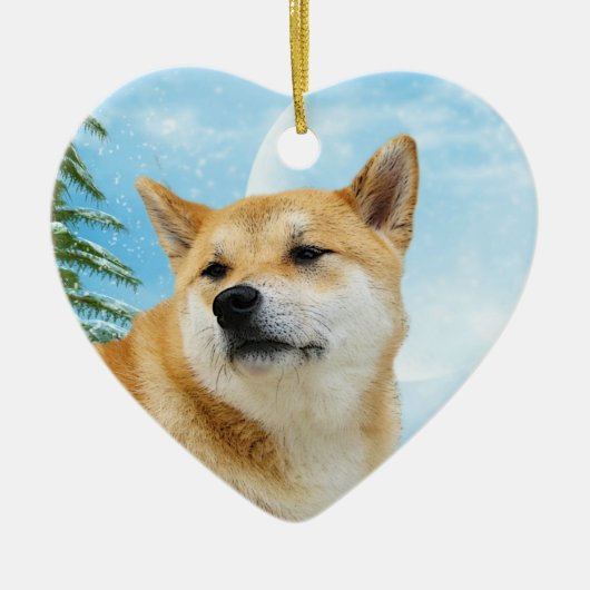 Ornement de Noël de Shiba Inu d'amour (Devant)