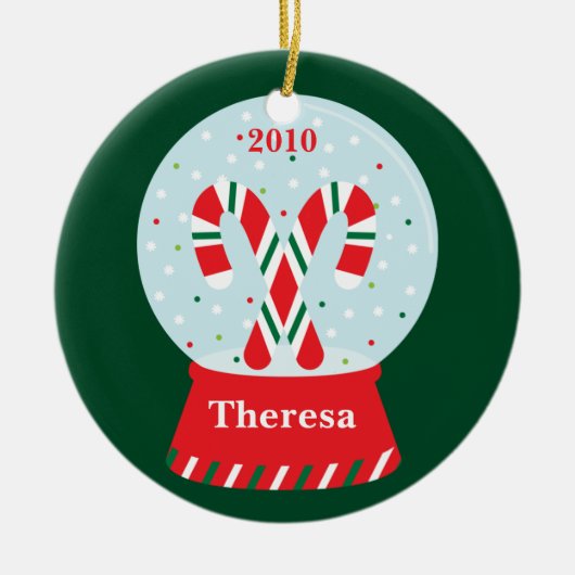 Ornement de Noël de Snowglobe de sucre de canne (Devant)