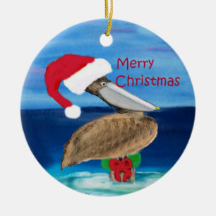 Ornement de Noël de vacances pélican Santa