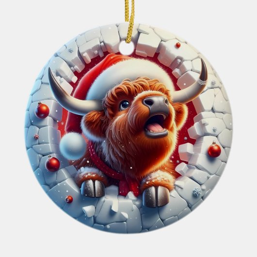 Ornement de Noël de vache des Highlands (Devant)