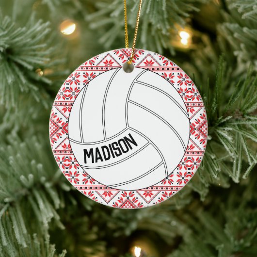 Ornement de Noël de volley-ball avec texte personn (Arbre)