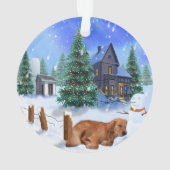 Ornement de Noël de yogi de golden retriever (dos)