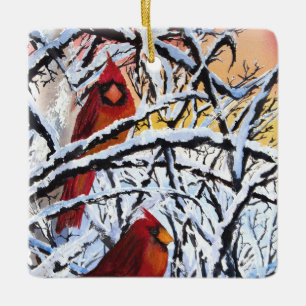 Ornement de Noël des cardinaux congelés