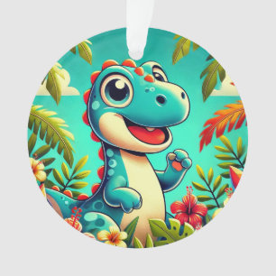 Ornement de Noël Dinosaure Mignon Jungle Tropical