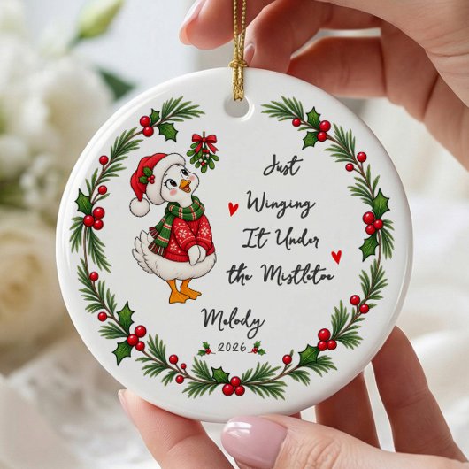 Ornement de Noël d'oie au gui à l'arrache