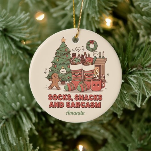 Ornement de Noël drôle Chaussettes Snacks et Sarca (Arbre)
