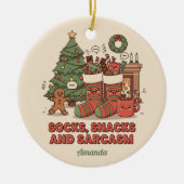 Ornement de Noël drôle Chaussettes Snacks et Sarca (Devant)