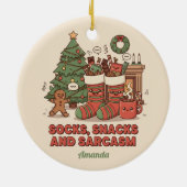 Ornement de Noël drôle Chaussettes Snacks et Sarca (Dos)