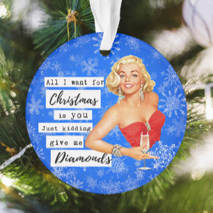 Ornement de Noël drôle Rétro Meilleure Amie Diaman