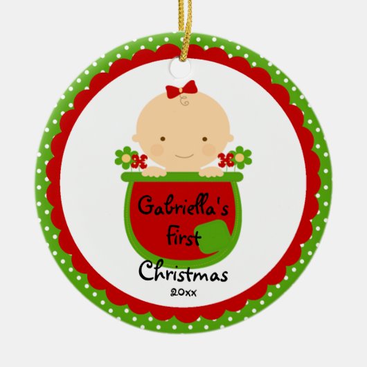 Ornement de Noël du bébé de bébé de fleur premier (Devant)