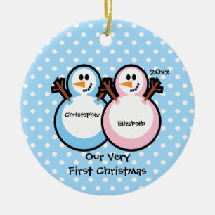 Ornement de Noël du bébé de jumeaux de bonhommes