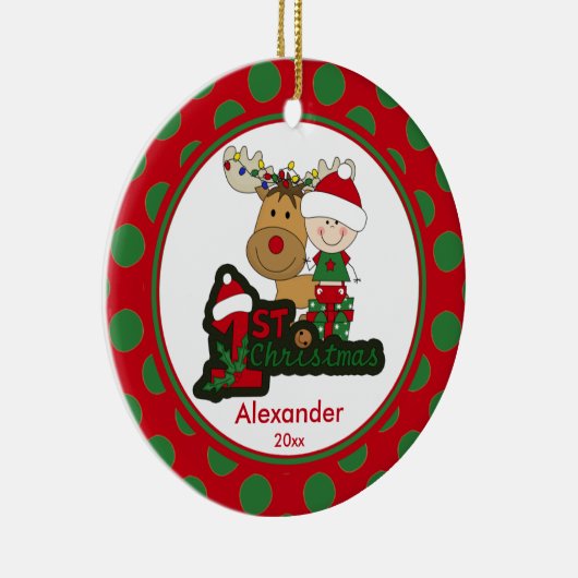 Ornement de Noël du bébé de renne premier (Droite)