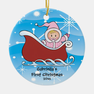 Ornement de Noël du bébé de Sleigh de neige