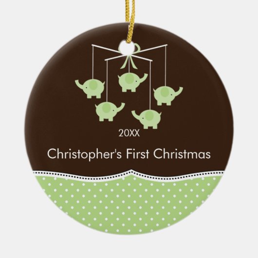 Ornement de Noël du bébé mobile d'éléphant premier (Devant)