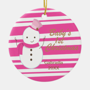 Ornement de Noël du bébé rose de zèbre de bonh