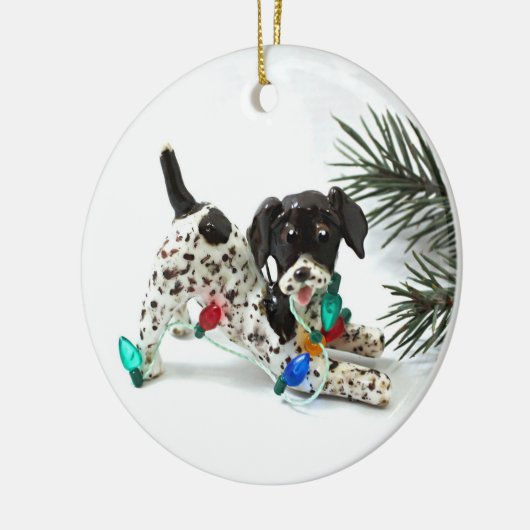 Ornement de Noël du chien de pointer à cheveux cou (Gauche)