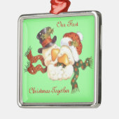 Ornement de Noël du couple de canard de neige (Gauche)