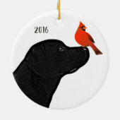 Ornement de Noël du Labrador et du cardinal (Dos)