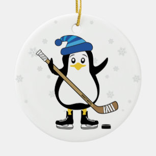 Ornement de Noël du manchot de hockey