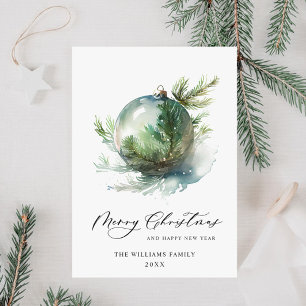Ornement de Noël élégant avec carte de vœux à l'aq