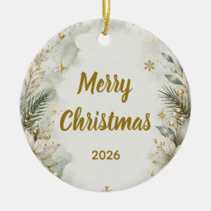 Ornement de Noël élégant en écriture dorée