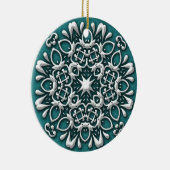 Ornement de Noël élégant sarcelle et argent (Droite)