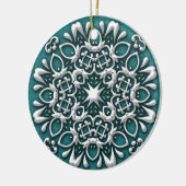 Ornement de Noël élégant sarcelle et argent (Gauche)