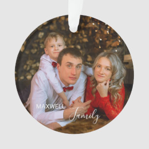 Ornement de Noël en acrylique avec photo de famill