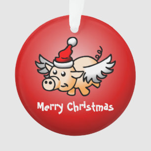 Ornement de Noël en acrylique Cochon Volant