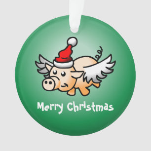 Ornement de Noël en acrylique Cochon Volant