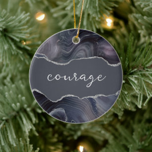 Ornement de Noël en agate inspirant Courage