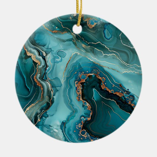 Ornement de Noël en Agate Teal (Devant)